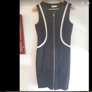 Calvin Klein Modern Black/White front zipper dress